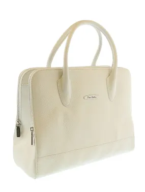 Pierre Cardin White Top Handle Leather Satchel Bag