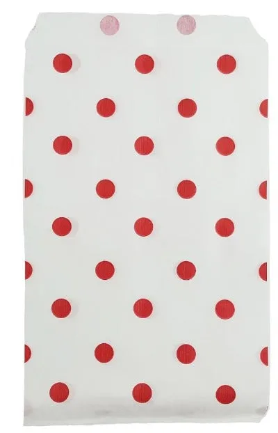 Polka Dot Flat Paper Bags -100Bags/Pack- Multiple Sizes/Colors