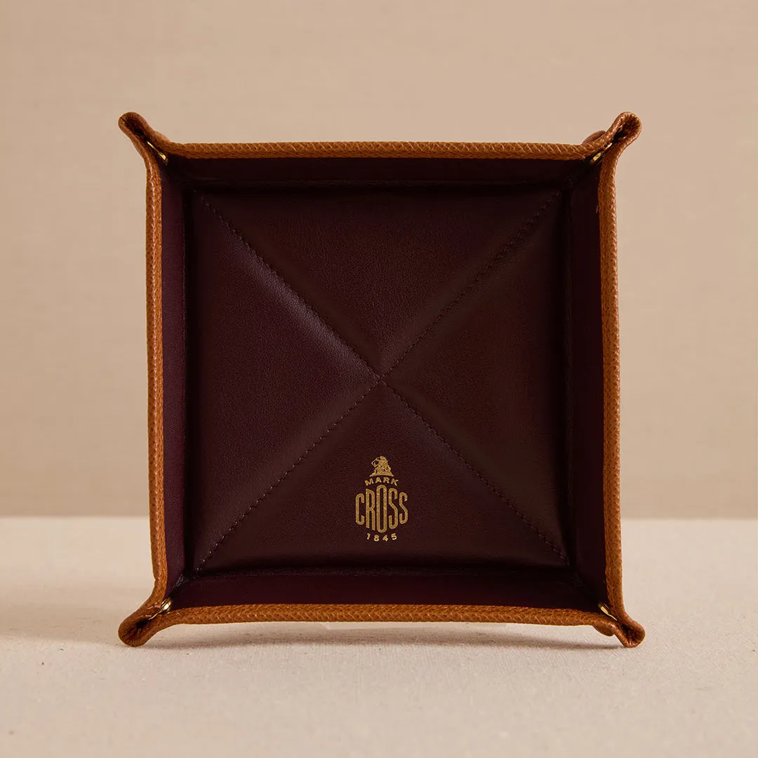 Valet Tray 14 in Luggage and Oxblood