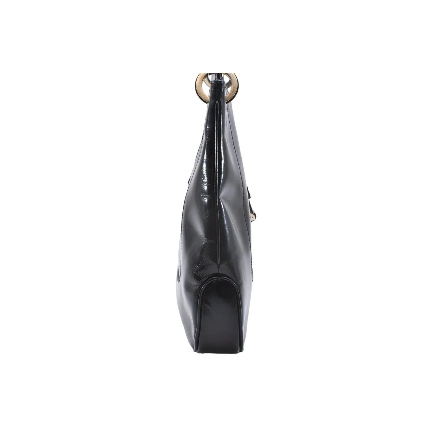 Vintage Tom Ford era black leather Jackie hobo with chrome accents