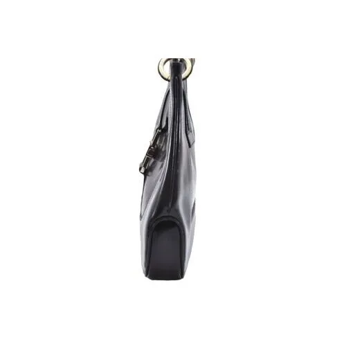 Vintage Tom Ford era black leather Jackie hobo with chrome accents