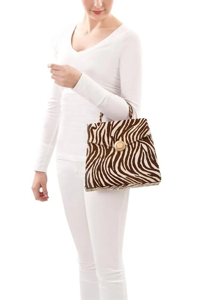 Yorkville Zebra Small Arm Bag - White/Brown Zebra